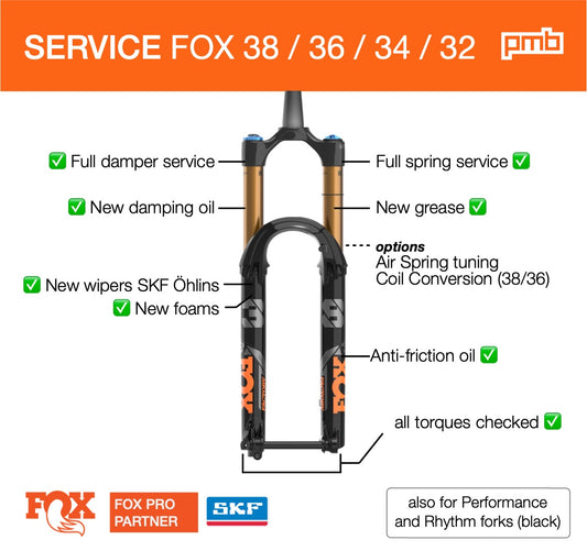 Fox 38 / 36 / 34 / 32: Service de Révision pour fourches VTT Fox