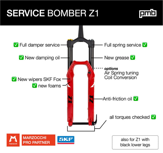Marzocchi Bomber Z1: Service de Révision Fourche avec Upgrade en option
